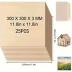 Pack de contrachapado de abedul 25 piezas de madera | Para láser, grabado y proyectos DIY