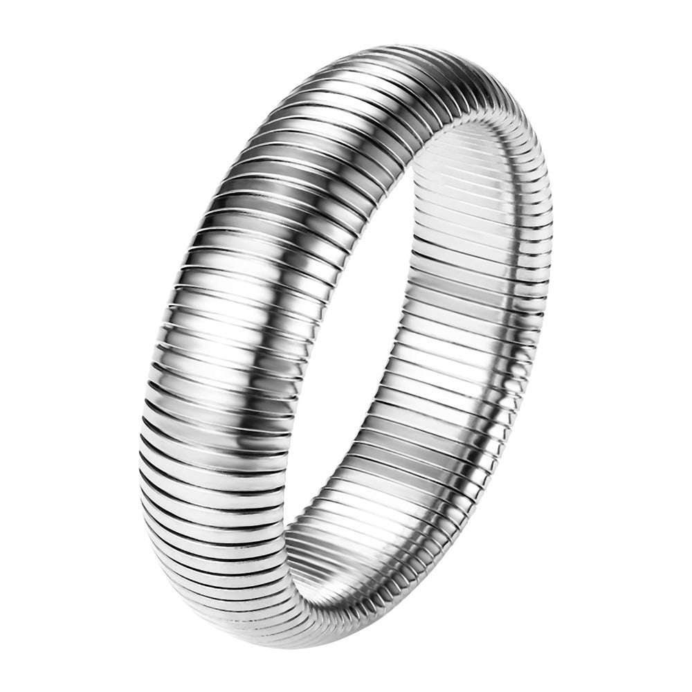Jewelrywe Pulsera de Serpiente Flexible para Mujer: Brazalete Elástico de Acero Inoxidable de 10 mm de Ancho, Puntero de Serpiente Elástico para Mujer Y