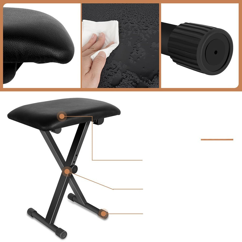 Juego de 1 taburete de hierro para piano electrónico, plegable, de altura ajustable, en forma de X, para una persona, silla para guitarra, taburete plegable de altura ajustable en forma de X para piano