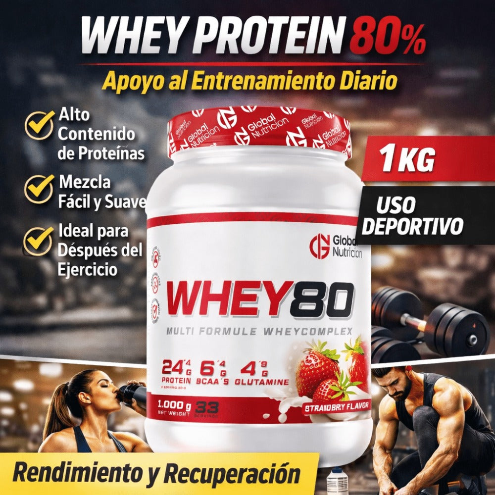 Whey Protein 80% – Proteína de Suero para Entrenamiento y Recuperación – 1 kg