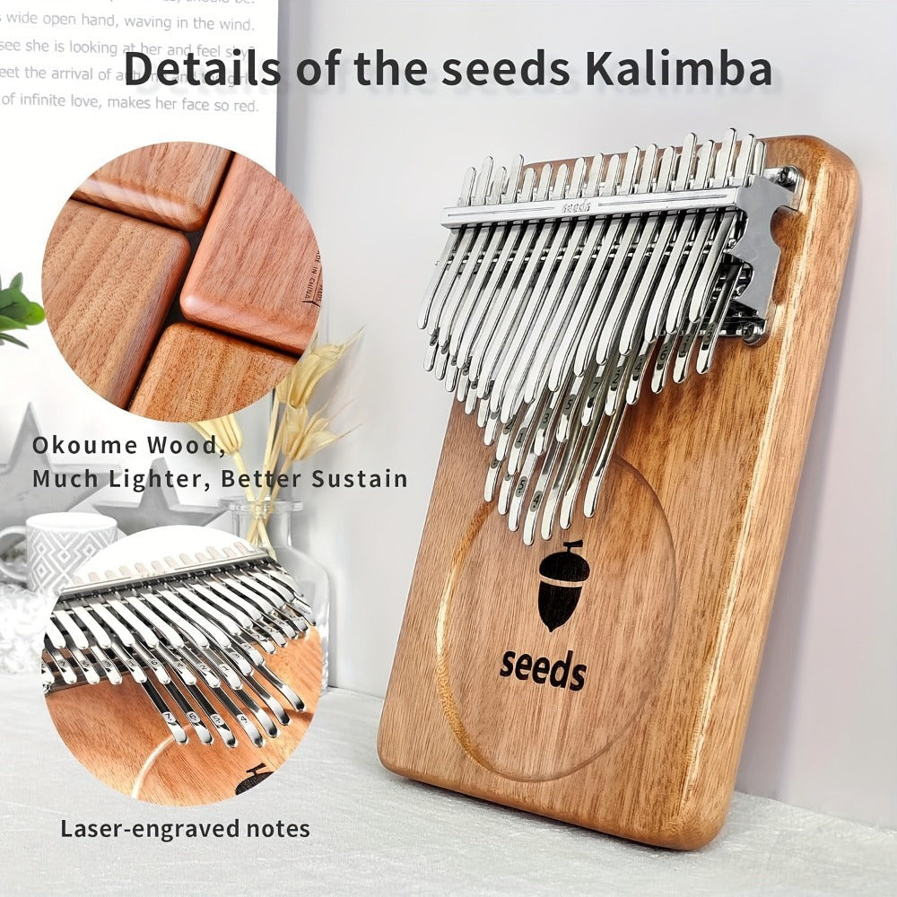 Semillas Kalimba 41 Teclas, Piano de Pulgar Avanzado C- Afinado, Cromático - Piano de Pulgar de Capas de Dedos, Caja de Resonancia de Madera Maciza, Tono Etéreo con Resonancia Sostenida, Kalimba Piano de Pulgar para Adultos Principiantes