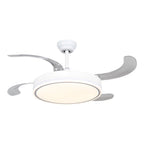 Ventilador de techo con Blanco en 3 Temperaturas de con Mando a Distancia -Motor DC Eficiente y Silencioso, 3 tonalidades, aspas desplegables retráctiles, 6 velocidades, control remoto, memoria, temporizador, silencioso y bajo consumo.