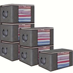 Juego de 6 bolsas de almacenamiento extragrandes, organizador plegable resistente para mantas, cojines y juguetes, fabricado con material de polipropileno grueso, con cremallera y cubierta, con asas reforzadas, que no requiere electricidad, almacenamiento
