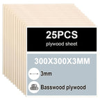 Pack de contrachapado de abedul 25 piezas de madera | Para láser, grabado y proyectos DIY