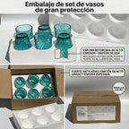 TRESV Set de 6 Vasos de Cristal 250ml | Diseño de Diamante Elegante | Aptos para Lavavajillas | Vidrio Sin Plomo para Agua y Refrescos