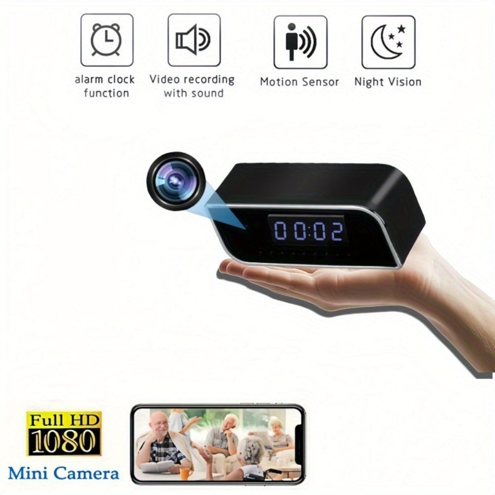 Cámara de Reloj Rectangular Inteligente, Cámara Inalámbrica Wifi 1080P con Visión Nocturna, Detección de Movimiento y Visualización Remota, Cámara de Vigilancia para Bebés/Personas Mayores/Mascotas, Seguridad Interior para el Hogar, Decoración de Escritor