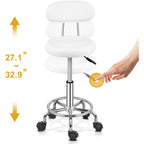 Taburete de oficina Bonnlo | Rodante, giro de 360°, altura ajustable, material de PVC, forma redonda, respaldo negro para estudio de uñas, salón de belleza, spas y oficinas