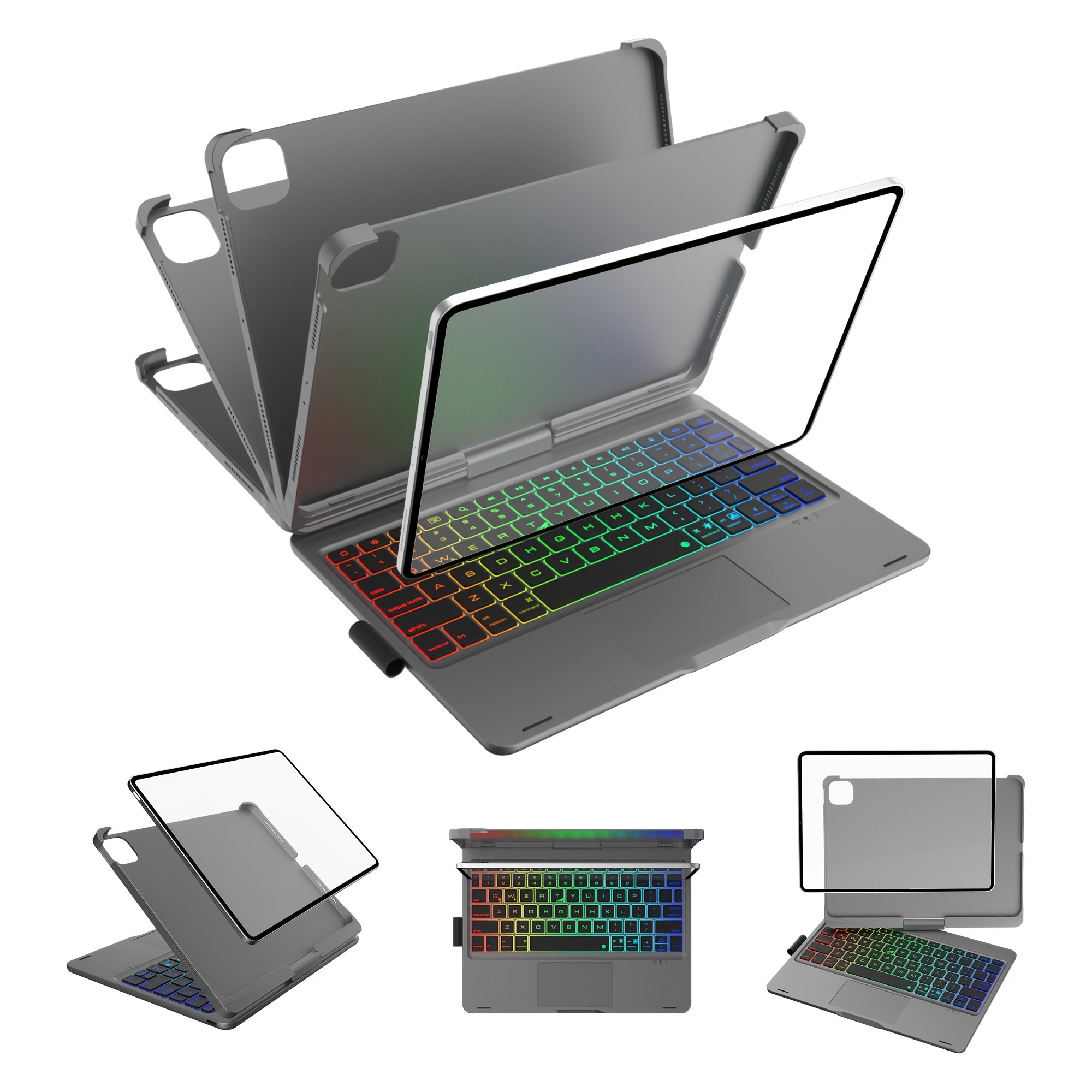 Funda con teclado giratorio para iPad para escritura, estudio y trabajo móvil