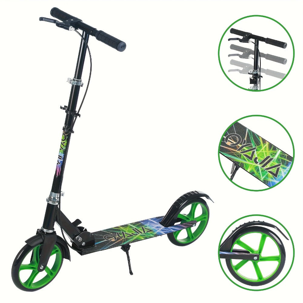 Patinete plegable, patinete de pisar, patinete urbano, patinete para adolescentes y adultos, con freno de mano y manillar ajustable, ruedas grandes y resistentes de PU, gran regalo y juguete