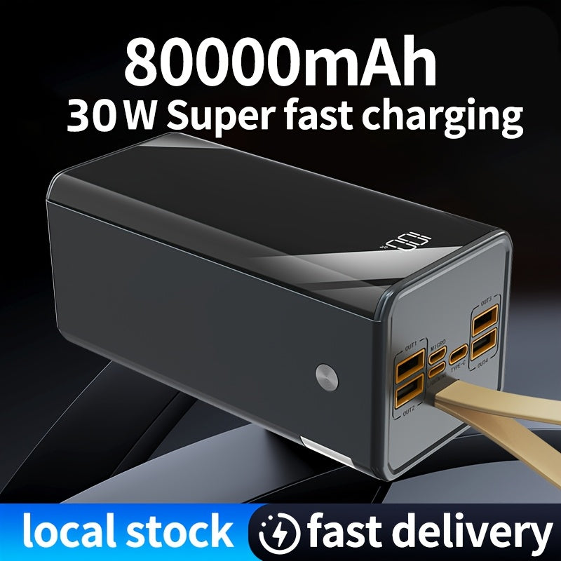 Power bank para carga durante viajes y uso diario | 80000mAh y 30W