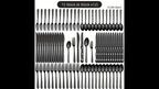 Juego de vajilla de acero inoxidable negro de 72 piezas, vajilla de acero inoxidable genuino, 60 piezas negro brillante, adecuado para 12 personas, juego de cubiertos de cuchillo, tenedor, cuchara, adecuado para bodas, fiestas, cumpleaños, restaurantes, a