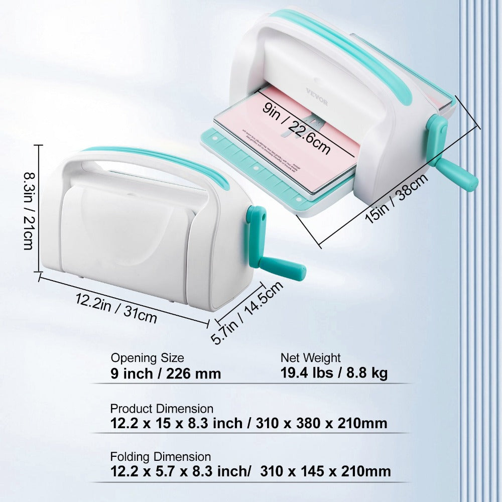 Máquina manual de troquelado y estampado VEVOR con apertura de 9" para arte, manualidades y scrapbooking