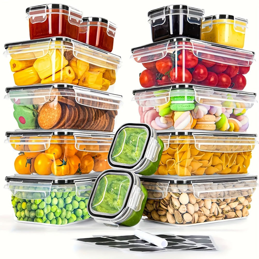 Bowls de Almacenamiento de Alimentos de Varios Tamaños, Juego de 26 Piezas/Juego de 14 Piezas, Contenedores de Organización de Cocina, Recipientes Apilables para Comidas, Aptos para Lavavajillas, Microondas y Refrigerador - Tamaños Versátiles para Almacen