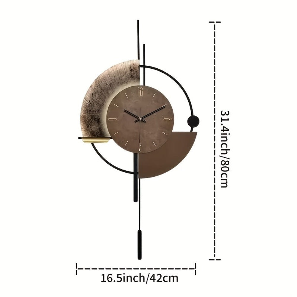 Reloj de Pared Grande y Silencioso con Movimiento de Cuarzo Japonés, Diseño Moderno en Madera y Metal para Decoración de Halloween y Navidad, Funciona con Pilas AA (No Incluidas), Pantalla Analógica para Sala, Cocina, Oficina, Decoración de Pared, Acabado