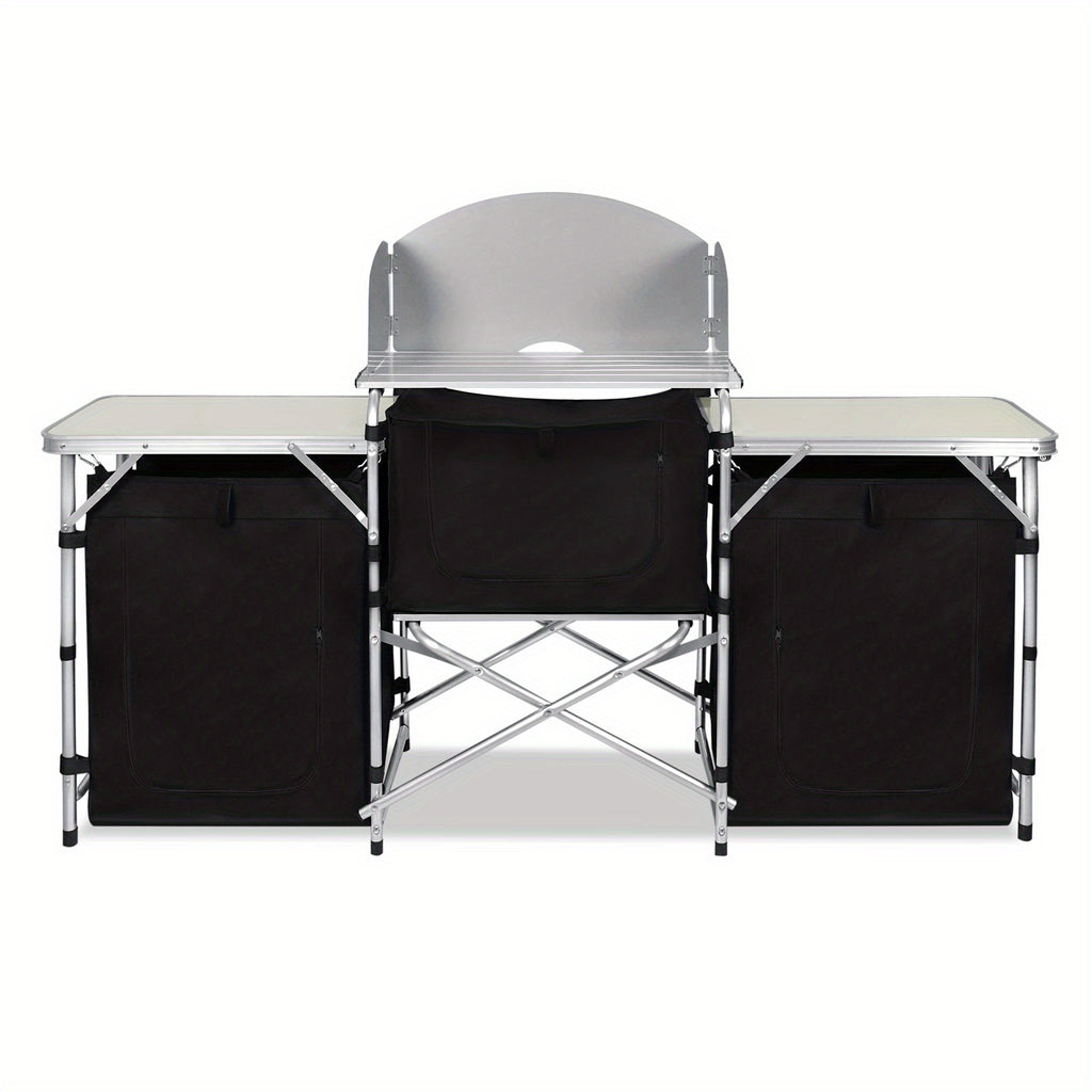 Cocina de Camping Plegable con Marco de Aluminio y Bolsa de Transporte, Gabinete Móvil para Exteriores, Cocina de Viaje, Caja de Cocina, Gabinete para Tienda de Campaña