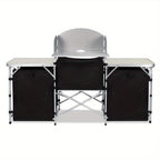 Cocina de Camping Plegable con Marco de Aluminio y Bolsa de Transporte, Gabinete Móvil para Exteriores, Cocina de Viaje, Caja de Cocina, Gabinete para Tienda de Campaña