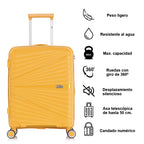Maleta de cabina de 55x39x21.5cm (46L) de polipropileno - Candado incrustado - 20 pulgadas - RK06 Choco Azul Marino
