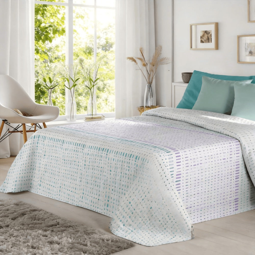 Colcha Reversible de Verano Bouti, Edredón de Microfibra Estampado, Ligera y Transpirable para Todas las Estaciones, Manta Fina para Primavera y Verano (Sin Fundas de Almohada)