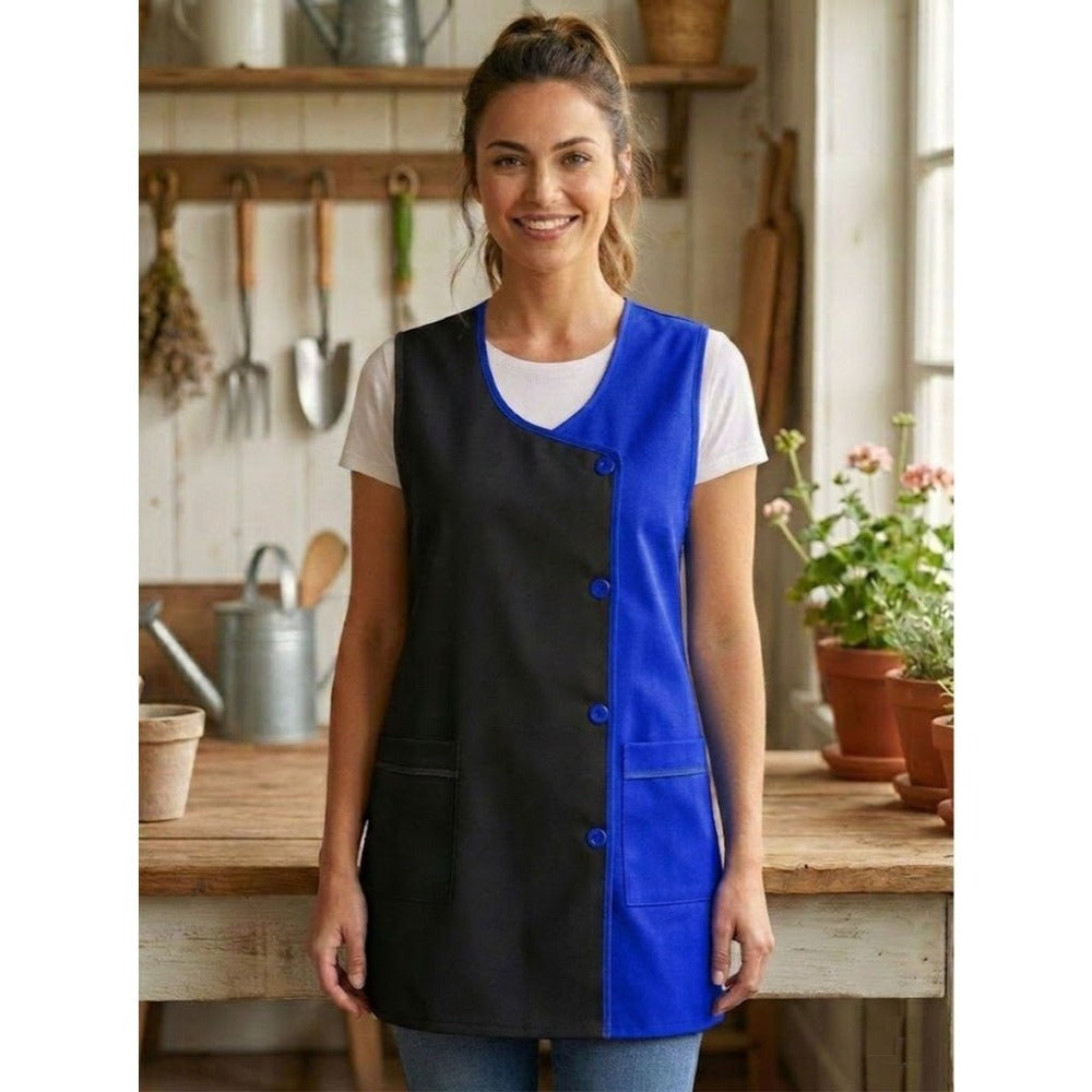 Mandilón de Cocina Liso para Mujer Cómodo y Resistente, Moderno y funcional Detalles: Bolsillos frontales y botones frontales Uso: Cocina, hogar, trabajo y actividades diarias