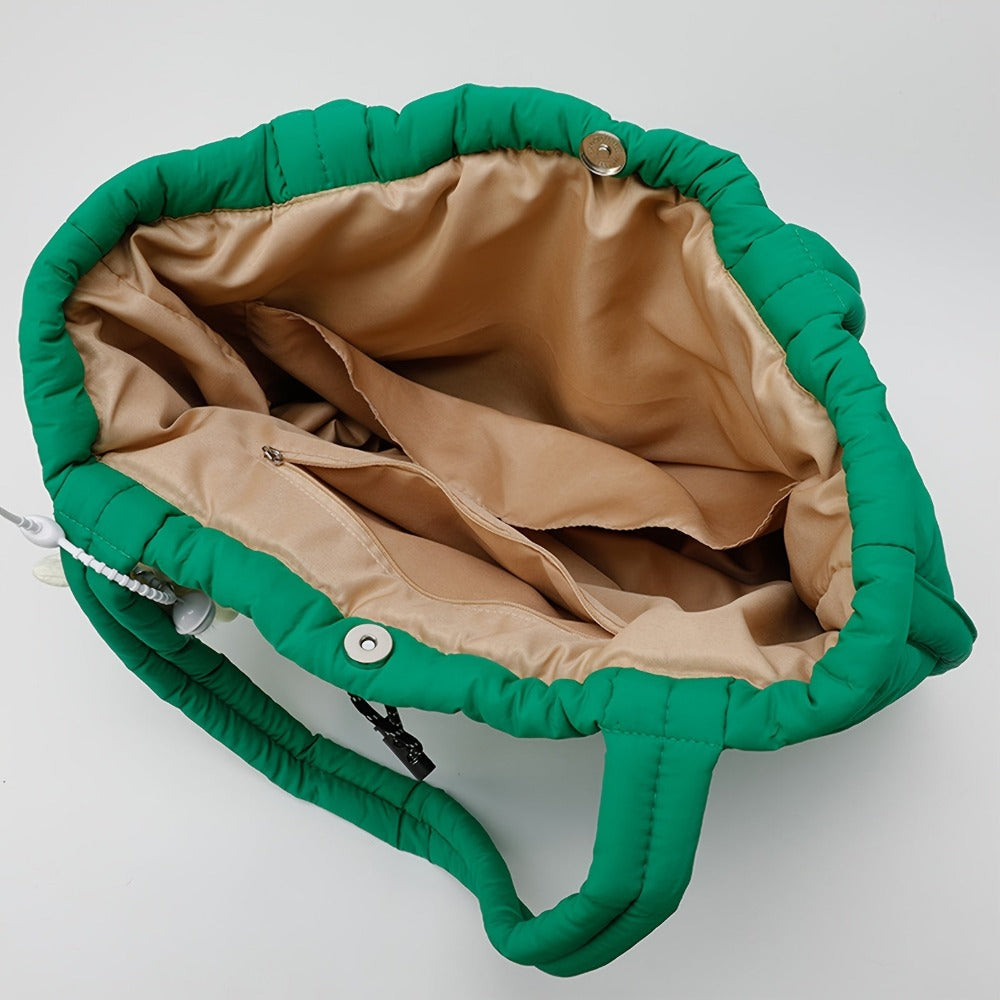 Bolso tote acolchado imprescindible 2026 - Bolso de hombro cruzado acolchado | Bolso de mano de gran capacidad inspirado en abrigo para mujer (Organizador multibolsillos)
