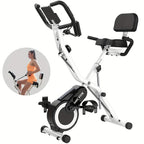 Bicicleta estática plegable de interior Micyox MX711 con asiento extragrande, 16 niveles de resistencia, pantalla, sensor de frecuencia cardíaca, equipo de fitness que ahorra espacio