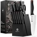 Juego de cuchillos Asety, juego de 15 cuchillos de cocina con bloque afilador incorporado, juego de bloque de cuchillos de acero inoxidable de alto carbono, seguro para alimentos NSF, juegos de cuchillos aptos para lavavajillas para la cocina, elegantes a