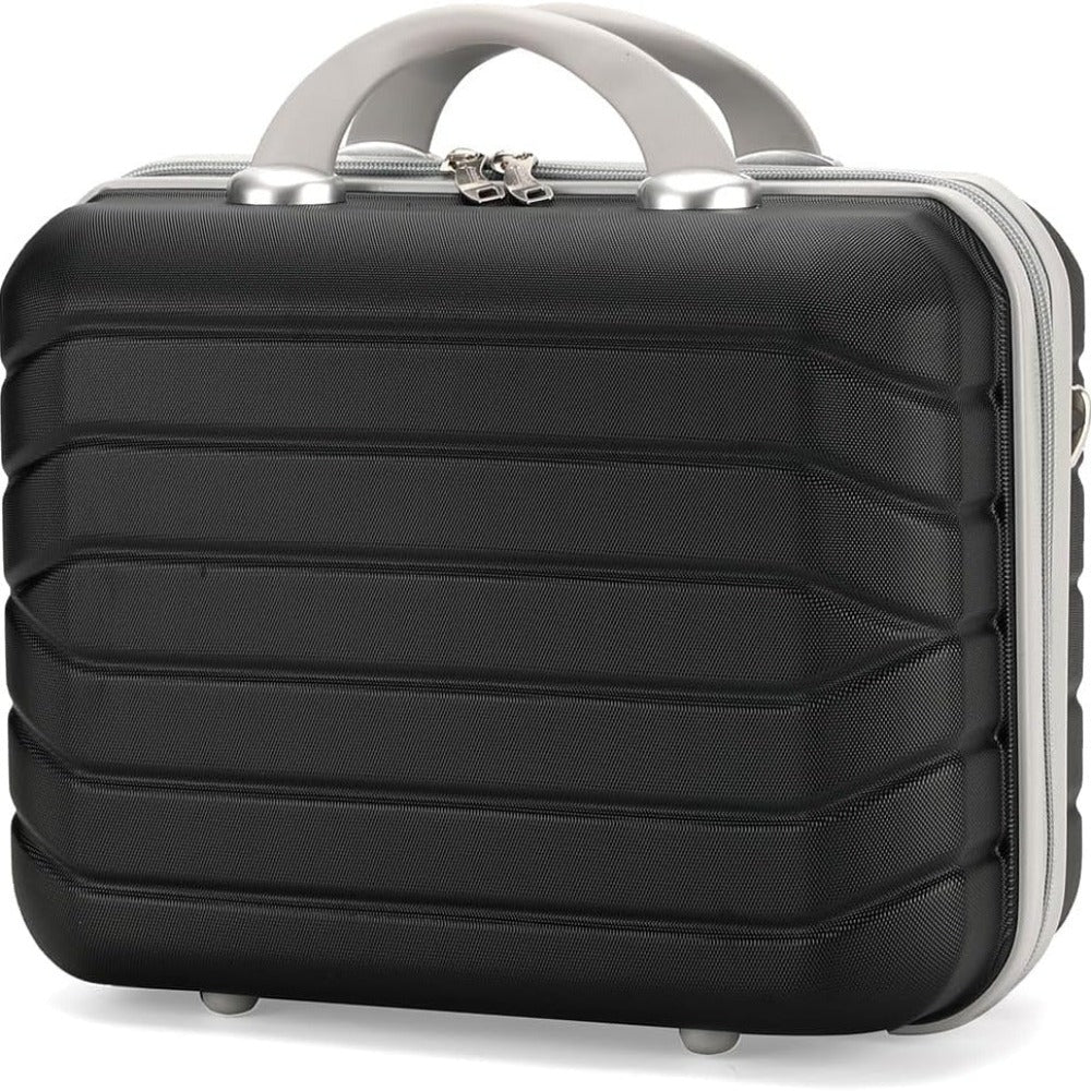 PROVITERA Conjunto de 4 maletas rígidas de ABS con estuche de belleza, maleta con asa telescópica y ruedas fáciles de rodar, carrito con cerradura y candado de código, equipaje de mano con diseño moderno ultra resistente