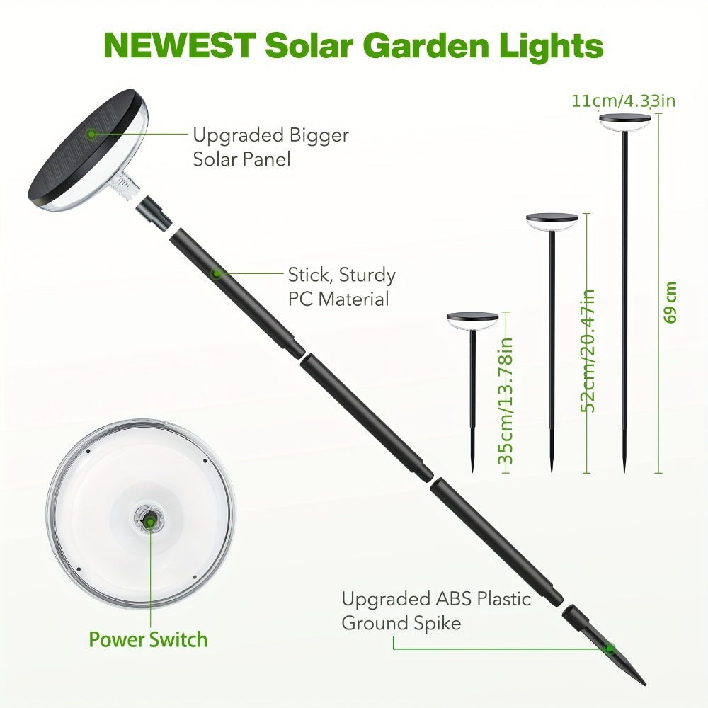 4/6/ Paquete de Luces Solares para Jardín, 40LM Luces Solares Exteriores Brillantes, Hasta 14 Horas, 78.74cm de Altura, Luces Solares para Senderos Exteriores IPX5, Encendido/Apagado Automático para Patio, Jardín, Césped y Caminos
