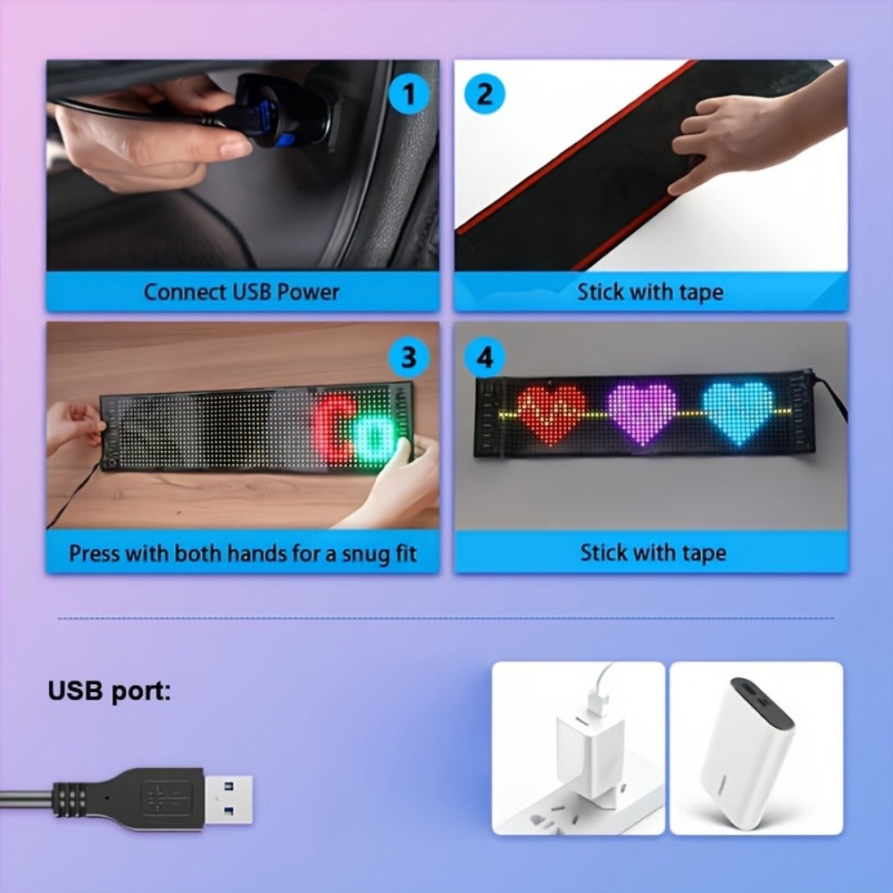 Ojo del Diablo LED Flexible para Automóvil, Pantalla de Luz Programable con Logo Publicitario, Texto y Grafiti, Aplicación Inteligente, Bluetooth USB
