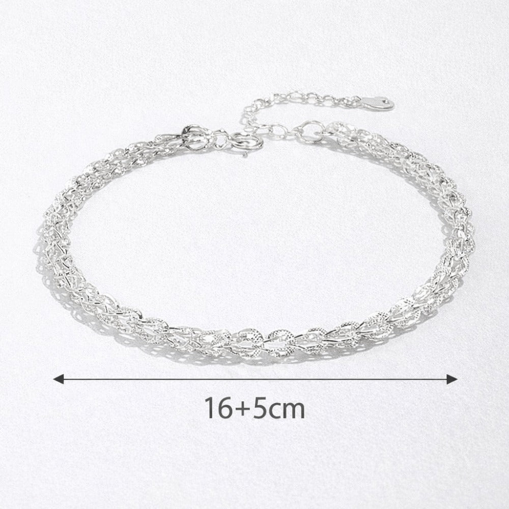 Pulsera tejida para mujer de plata de ley 925 - Elegante collar de plata tejido fino para mujer, regalo de joyería ajustable