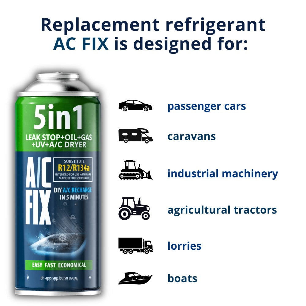 Juego de 2x Refrigerante R134a para Aire Acondicionado + Manguera con Manómetro, Aceite, Sellador, Tinte UV, Secador de Aire Acondicionado, Rosca de Lata Reutilizable, Servicio de Aire Acondicionado de Coche DIY, Para Coches Fabricados entre 1994-2016, Am