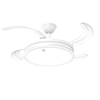 Ventilador de techo moderno con luz LED de 50W con regulación continua, aspas retráctiles y mando a distancia – Motor DC de cobre puro silencioso, bajo consumo y larga duración, brillo y temperatura ajustables, 6 velocidades, memoria y temporizador. Ideal
