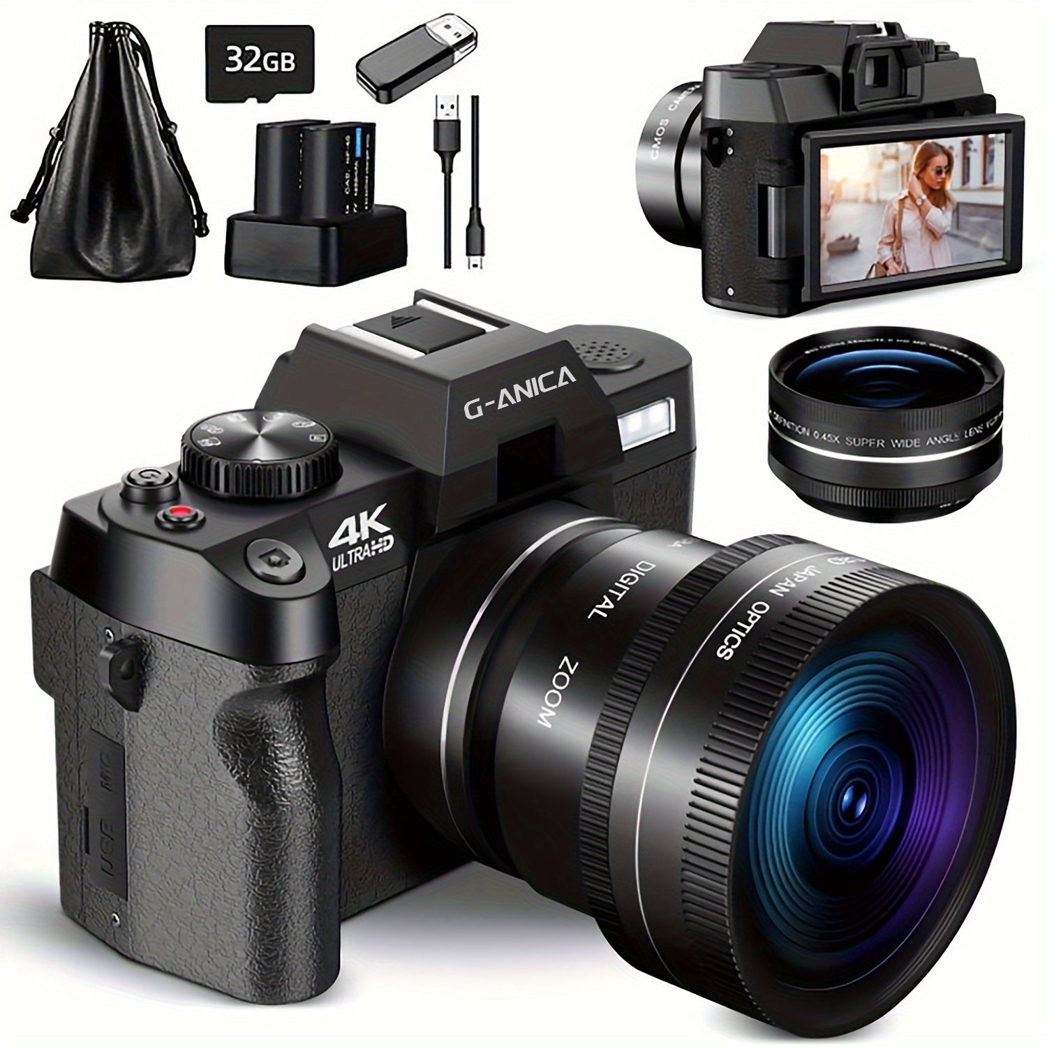 Cámara digital | Cámara Digital NBD, 48MP para Fotografía con WiFi y Control por App, Cámara 4K para Vlogging, Cámara Compacta, Ideal para