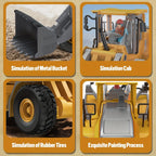 Cargadora a control remoto - Camión de juguete bulldozer a control remoto con operación de simulación de cucharón hidráulico, Colección de modelos de tractor de construcción de vehículos de ingeniería para niños y niñas