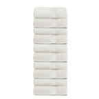 Juego de 10 Toallas de Mano de 50 x 100 cm, 550 g/m², Toallas de Algodón Suave, Secado Rápido, Altamente Absorbentes y Ligeras, Multiusos con Borde a Rayas Moderno, Ideales para Hogar, Hotel y Baño