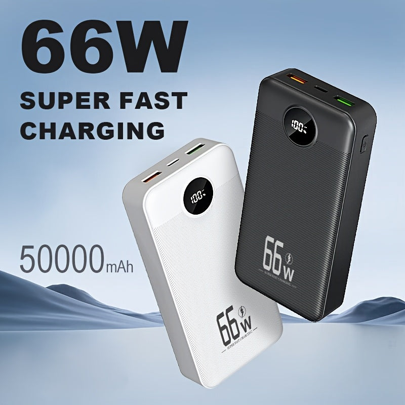 Batería externa | Banco de energía de 50000 mAh, cargador portátil de gran capacidad con carga rápida de 66 W, USB-C/USB-A, compatible con iOS y