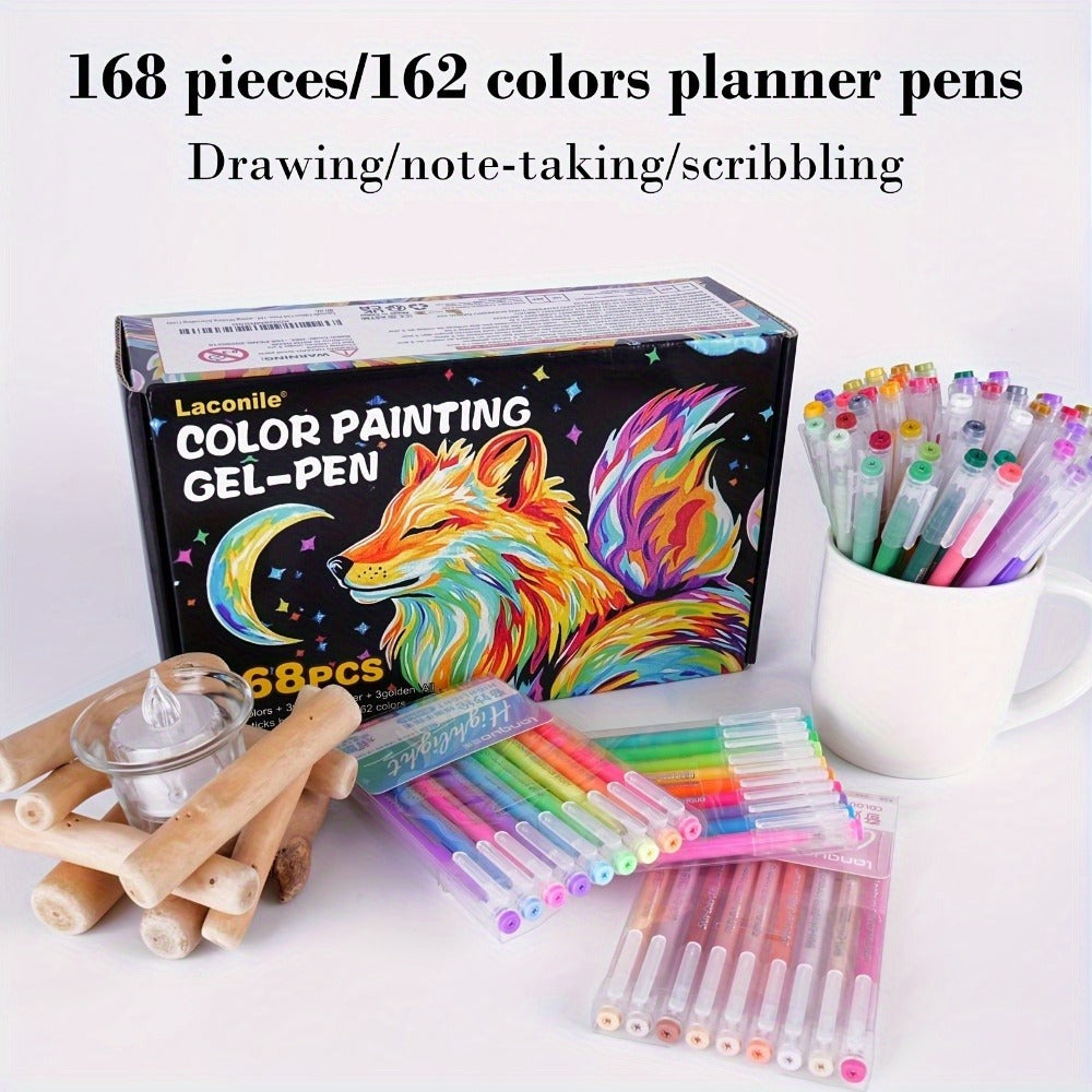 Bolígrafos y rotuladores | Set de Bolígrafos de Escritura a Mano de 168 COLORES con Colores Intensos, Ideal para Cuadernos, Pintura, para Tomar
