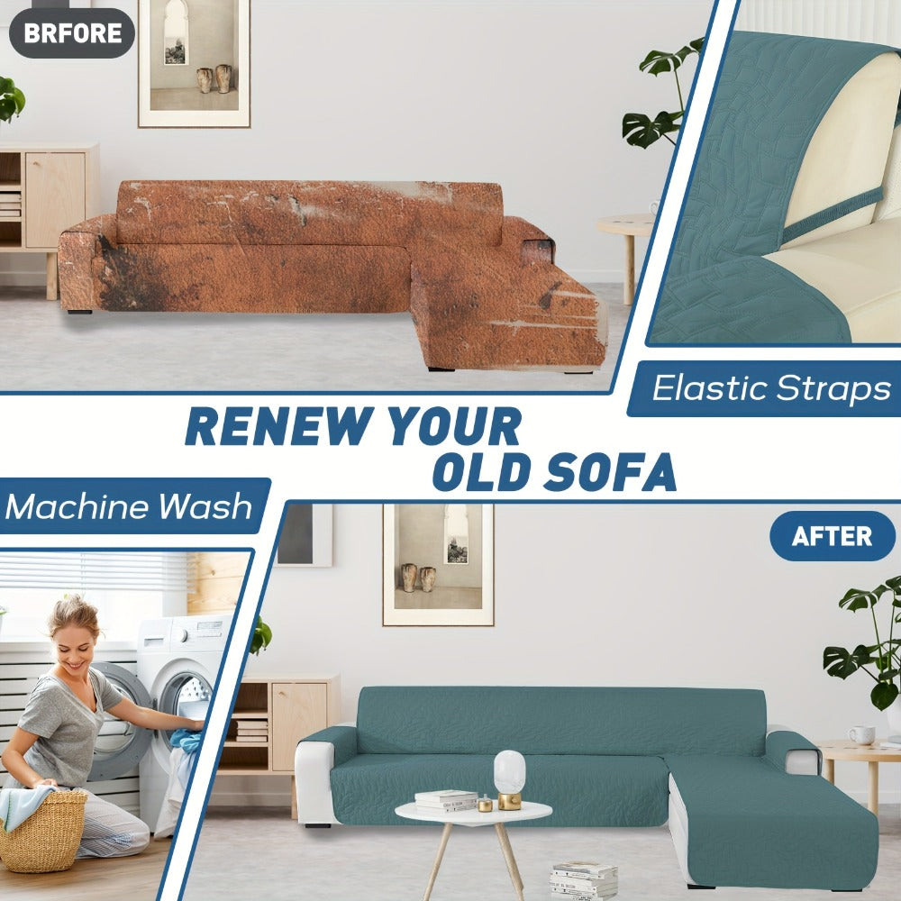 Funda para sofá de 3 plazas con chaise longue, funda para sofá en forma de L, funda para sofá con chaise longue izquierda y derecha con península, funda para sofá chaise longue, funda para sofá L (255 cm, verde claro)