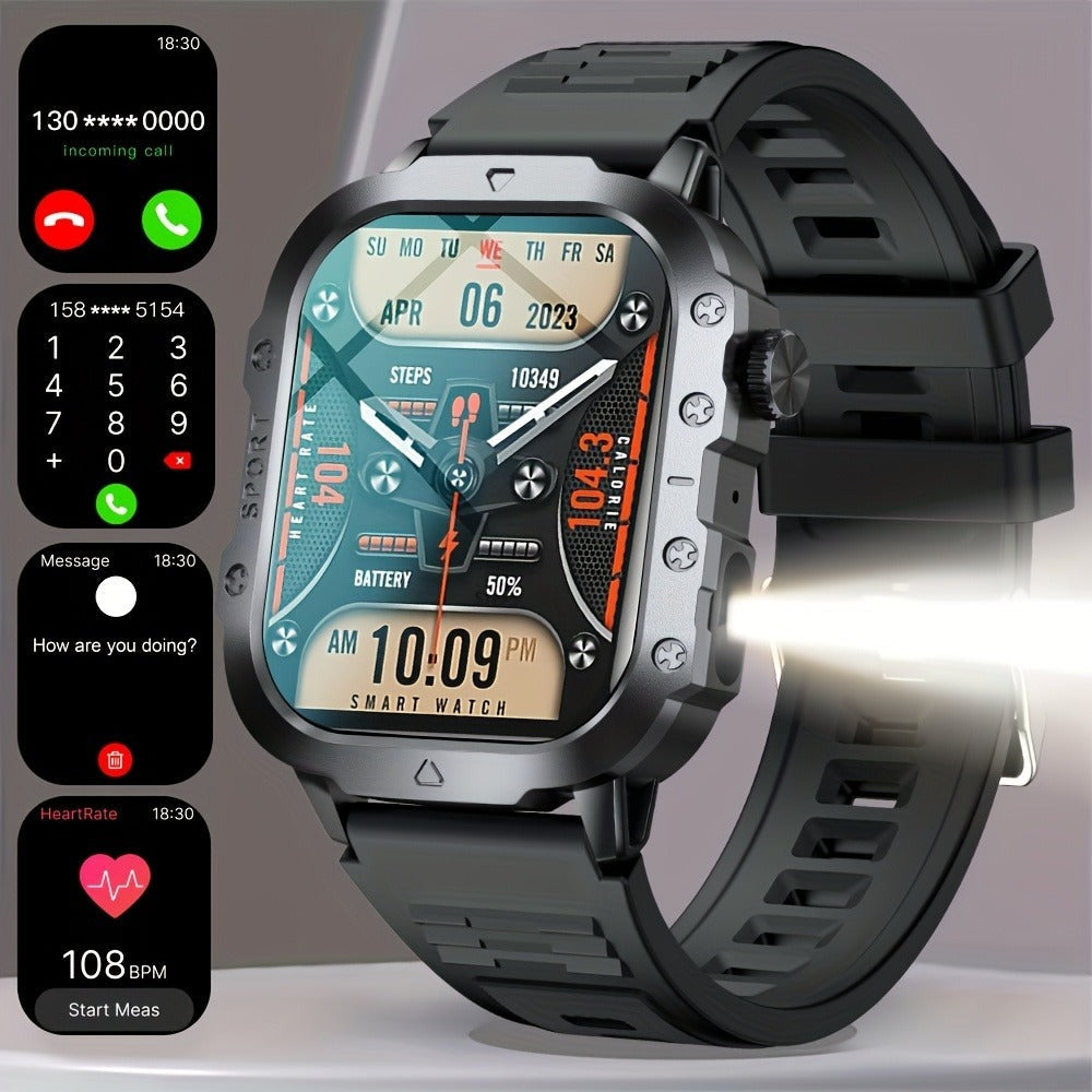 GWENLAND 2025 Smartwatch Estilo Deportivo - Pantalla de 2.2.54cm, Llamada Inalámbrica, Modos Multi-Deporte, Notificación de Mensajes, Foto Remota, Control de Música, Cuerpo de Aleación, Recargable por USB, Regalo Ideal para Entusiastas de la Aventura al A