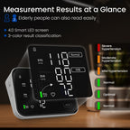 Monitor de Presión Arterial Digital de Brazo con Pantalla LED Grande de 4.0" - Medidor Preciso de Presión y Ritmo Cardíaco, Detección de Pulso Irregular, 2x120 Memorias para 2 Usuarios, Apta para Brazalete de 22-42cm (8.7-16.5"), Alimentación USB-C y Bate