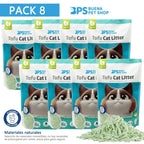 Arena de Tofu para Gatos aglomera 6L - Sin Polvo Fácil de Aglomerar y Controla Olores -y Segura para Gatitos - Pack de 4/8 Bolsas