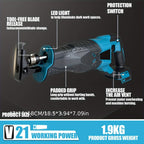 Sierra Recíproca Inalámbrica, Compatible con Makita, Batería de 18V, Sierra Eléctrica de Velocidad Variable 0-2800SPM con 2 Baterías, 4 Hojas de Corte, Cargador Rápido, Luz LED, para Madera, Metal y PVC, Nota: Multiatributo (Sin Batería incluida)