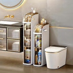 Organizador de baño estrecho de 4 niveles, gabinete de almacenamiento para baño delgado de 7.1″ con cajones y caja de pañuelos, armario móvil de plástico impermeable con ruedas para cocina pequeña, lavandería, sala de estar, unidades de cajones de almacen