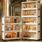 Gabinete de almacenamiento de arte, gabinete de almacenamiento de manualidades, gabinete de almacenamiento de arte con ruedas de 3/4/5 niveles, , plegable, apilable, con puerta transparente y manija dorada, gabinete organizador de manualidades, unidad de