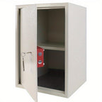Caja Fuerte para Muebles con Doble Candado de Pestaña, Puerta Colgante de Acero, 2 Llaves, para Caravanas, Armarios y Gabinetes de Oficina, Color Plateado, Tamaño S 31 x 20 x 20 cm / XL 35 x 31 x 50 cm