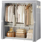Armario Grande de Lona con Colgadores, Ideal para Almacenamiento en Dormitorio y Sala (, Gris, Marrón), Armarios Portátiles