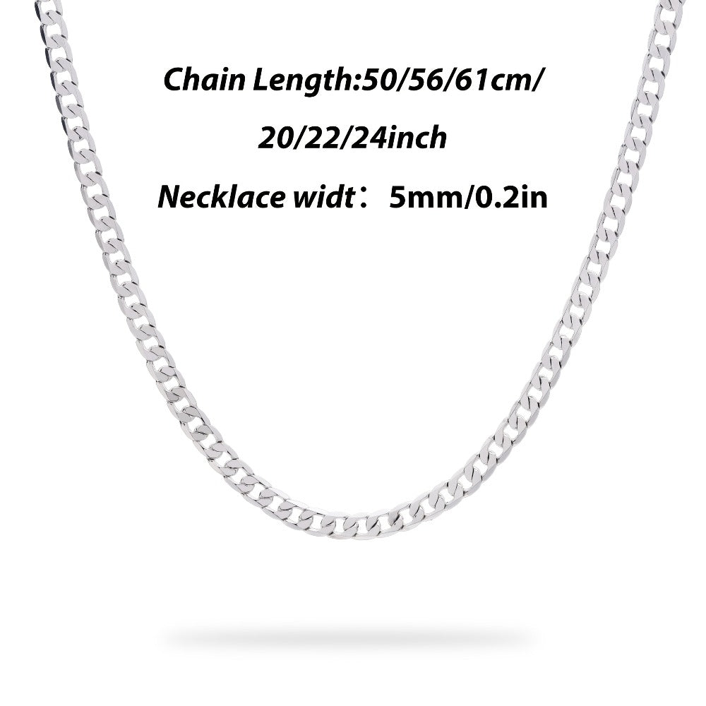 Collar de eslabones cubanos plateado de 925, con un peso de 15.5g/18.5g/20.6g, con un contenido plateado de 10g/12.3g/13.4g. Con un diseño elegante y minimalista, adecuado para uso diario, viene con una caja de regalo prémium.