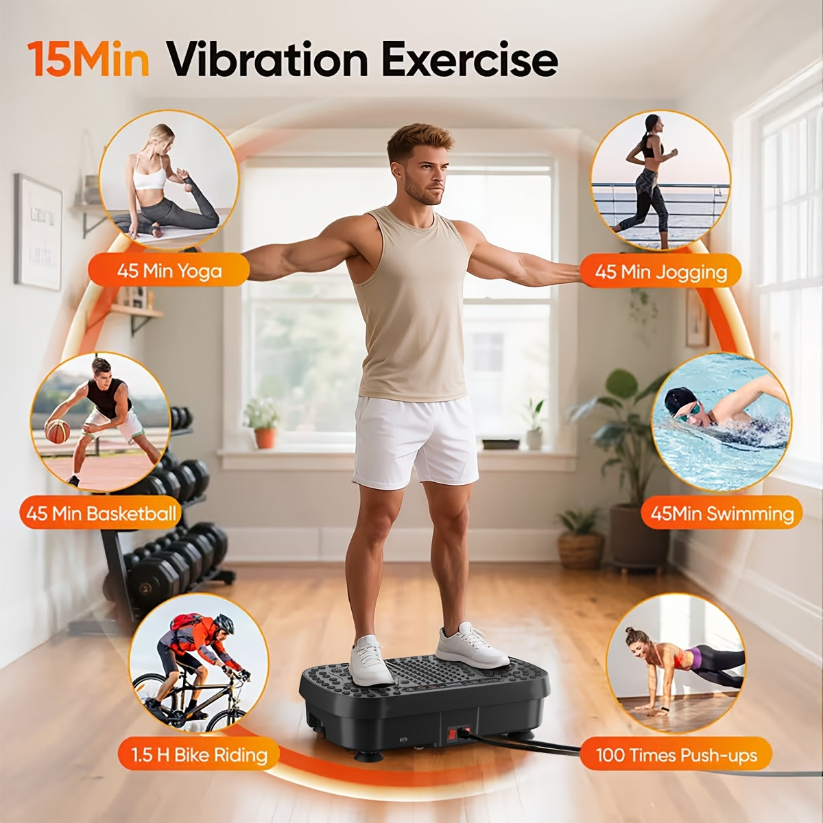 Placa de vibración inteligente para ejercicio, pérdida de peso y drenaje linfático, salud - Plataforma de entrenamiento de cuerpo completo con 99 niveles de velocidad, tecnología de vibración silenciosa, diseño portátil para gimnasio en casa, tonificación