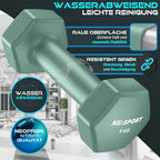 RE:SPORT® Juego de Mancuernas 3 Pares, 1Kg - 5Kg, 12Kg o 18Kg con Soporte y 3 Bandas Elásticas Fitness | Mancuernas Cortas Antideslizantes de Neopreno para Mujeres y Hombres | Juego de Mancuernas