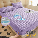1 pieza Protector de colchón impermeable de alta calidad, sábana bajera ajustada, fabricada con tecnología de gofrado Soundwave, cubrecama suave y cómodo, lavable a máquina, apto para dormitorios, hoteles, residencias estudiantiles, fundas de almohada y r